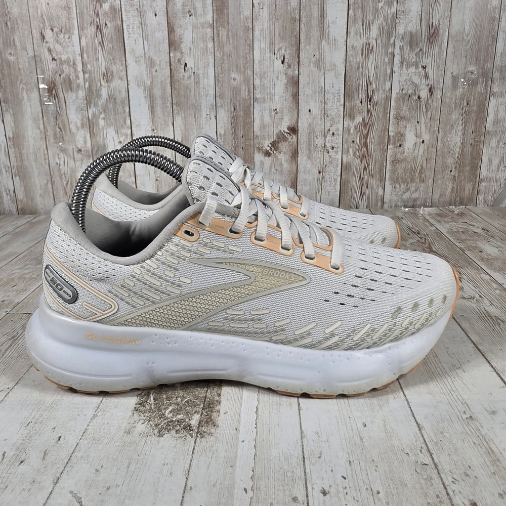 Brooks Glycerin 20 Womens Running Shoes White Peach 1203691B133 Size 8 B